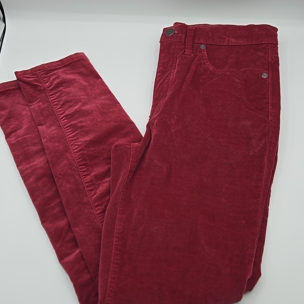MADEWELL 10" High-Rise Skinny Cordoroy Pants Cranberry Color size 27 - Picture 6 of 7